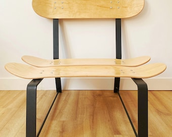 Designer Skateboard armchair in wood and steel