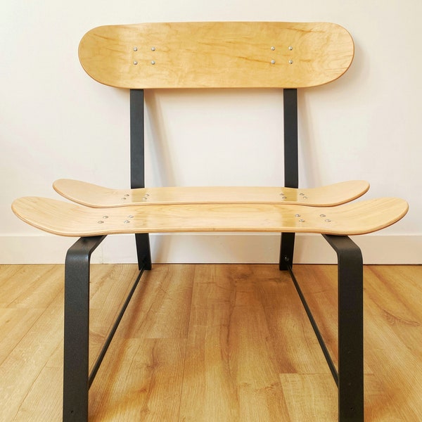 Designer Skateboard armchair in wood and steel