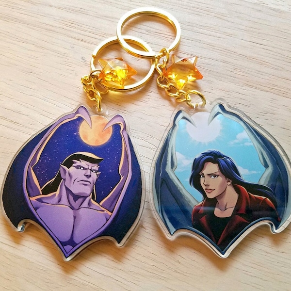 Gargoyles - Goliath & Elisa 2" Double Sided Clear Acrylic Keychain