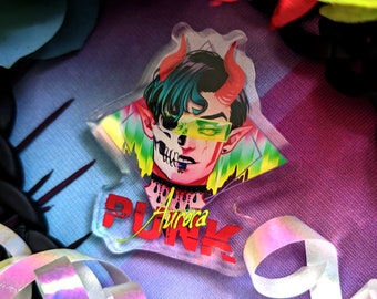 Aurora PUNK 2" Clear Acrylic Pin