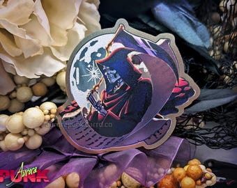 Grim Reaper 2.5" Shiny Silver Vinyl Sticker