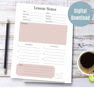 Equestrian Lesson Journal Dressage Horse Riding Journal Equestrian Diary Youth Horse Riding Journal Lesson Notes Planner Horse Printables