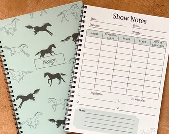 Personalized Horse Show Gift Journal Equestrian Journal Horse Training Log Equestrian Gift Horse Riding Journal Dressage Horse Custom Name
