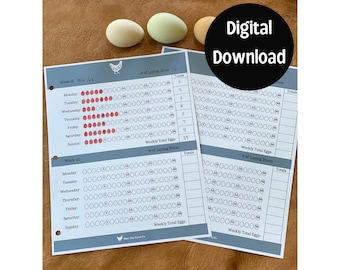 Afdrukbare eierrecordhouder achtertuin kip hoeve digitale download kip kinderblad jeugd kip ei tracker voor legkippen kippenhok