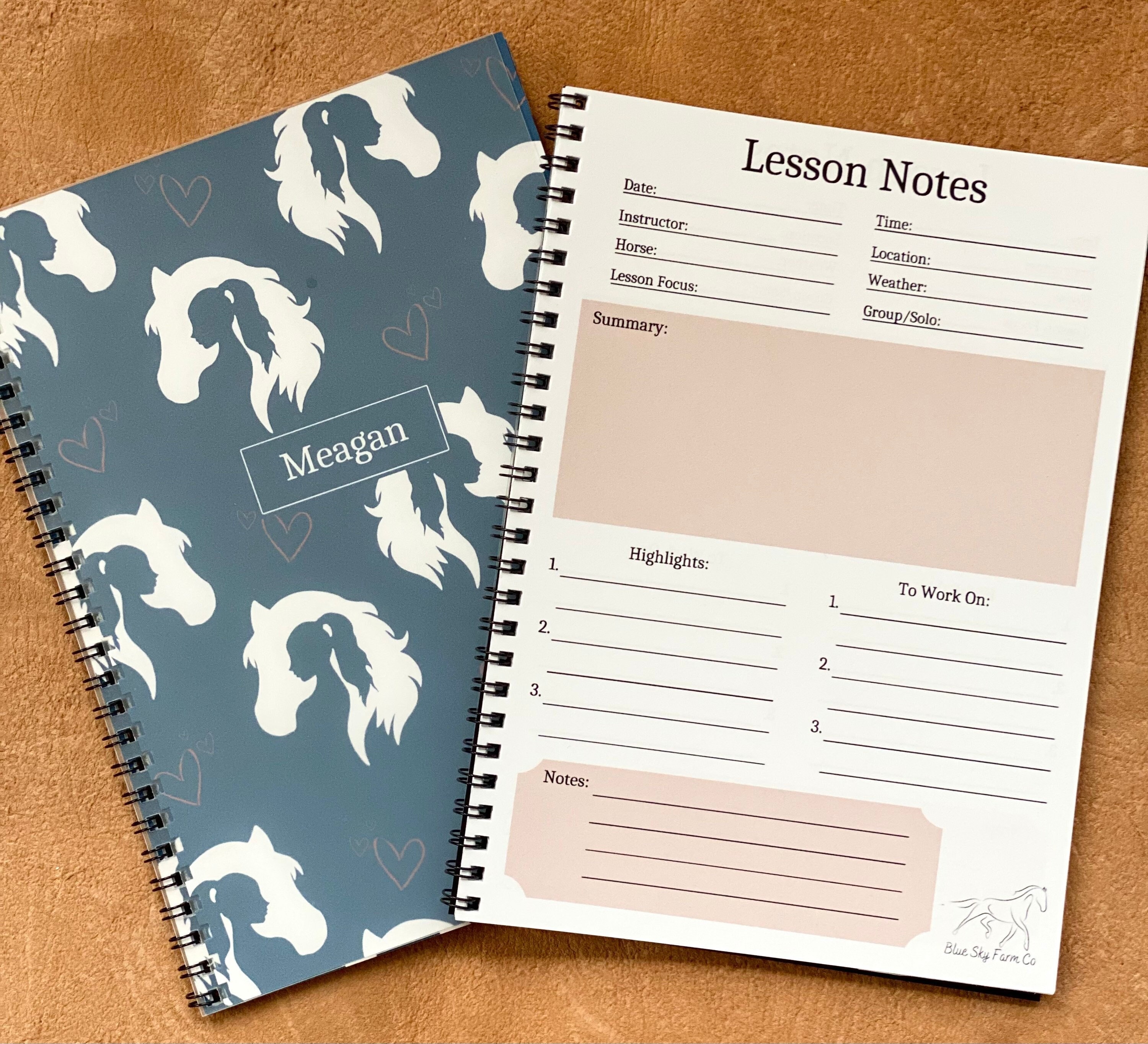 Personalized Horse Lesson Note Journal Equestrian Journal Horse Training Log Equestrian Gift Horse Riding Journal Dressage Horse Custom Name