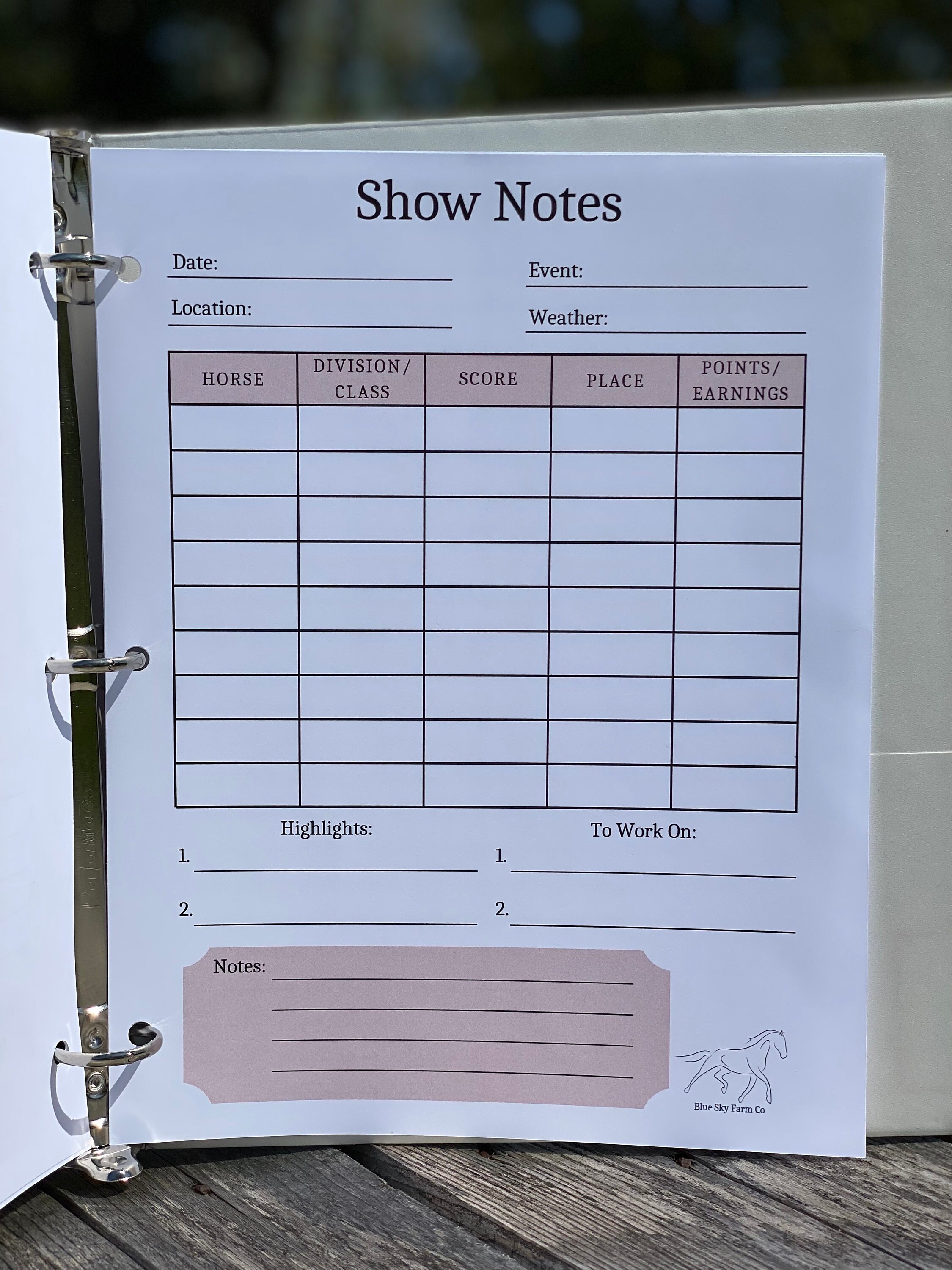Equestrian Riding Journal Horse Printable Journal Horse Training Log