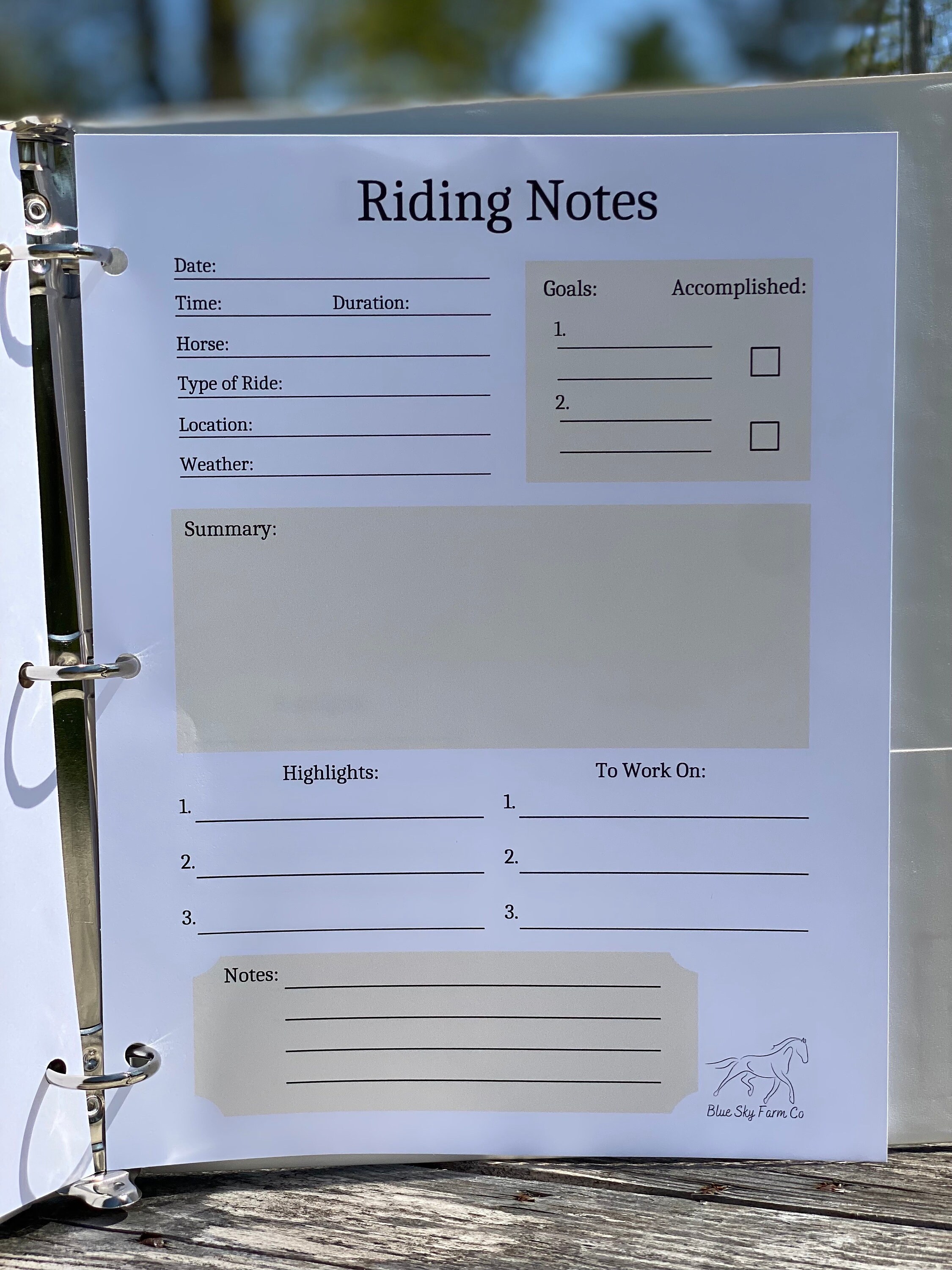 Equestrian Riding Journal Horse Printable Journal Horse Training Log ...