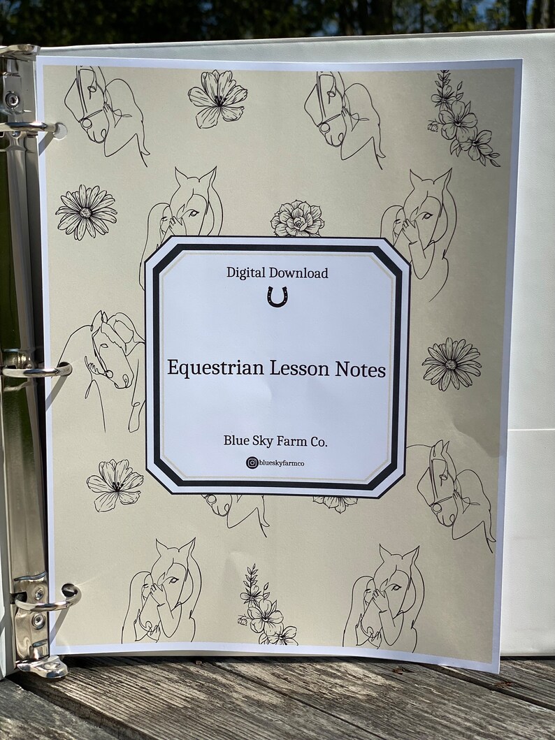 Equestrian Horse Printable Journal Horse Training Log Barn Gift for