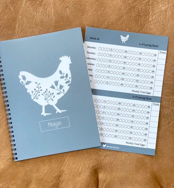 Personalized Custom Name Chicken Journal Egg Record Tracker Kids Unique Gift for Homestead Kid Gift Chicken Egg Laying Journal Custom Gift
