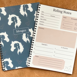 Personalized Journal Youth Horse Rider Training Log Custom Equestrian Horse Riding Journal Kids Horse Gift Horse Name Custom Barn Owner Name