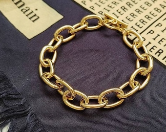 Small Chunky Gold Chain Bracelet, Stack Bracelet, Gold Link Bracelet, Chunk Bracelet, Gold Layering Bracelet, Stacking Bracelet,