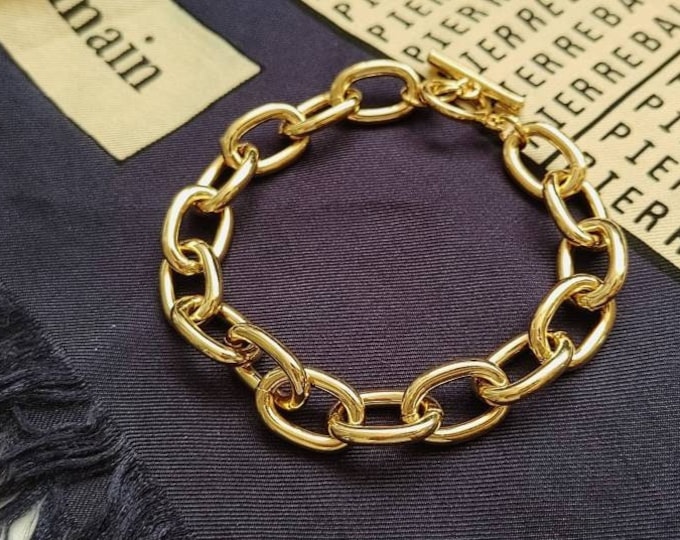 Small Chunky Gold Chain Bracelet, Stack Bracelet, Gold Link Bracelet, Chunk Bracelet, Gold Layering Bracelet, Stacking Bracelet,
