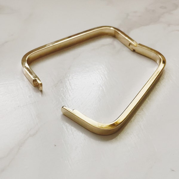 Gold Plain Rectangle Bracelet, Gold Bangle Bracelet, Minimalist Gold Bracelet, Stacking Cuff, Gold Bangle Bracelet, Everyday Bracelet