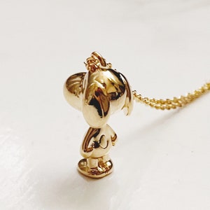Collier pendentif Snoopy, joli collier en or, collier minimaliste, collier minimaliste en plaqué or image 3