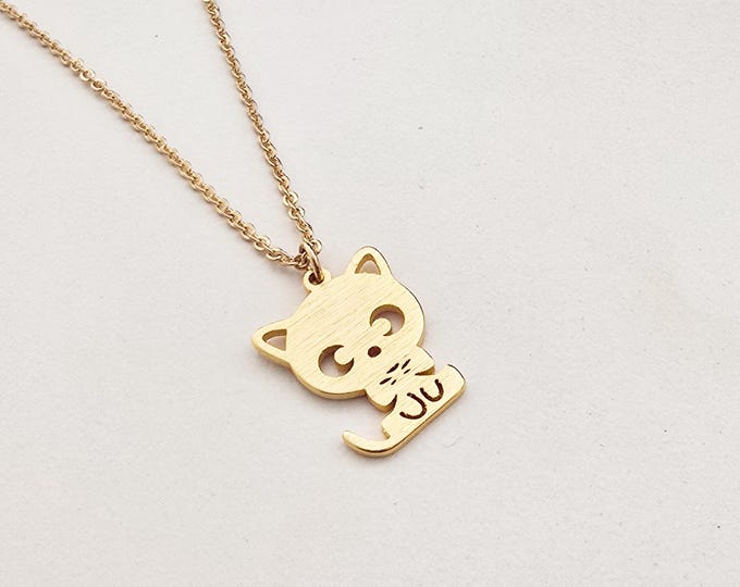 Kitten Necklace, Cute Cat Necklace, Minimalist Necklaces, Gold Plated Minimalist Necklaces