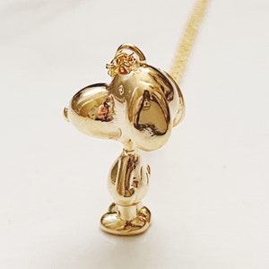 Collier pendentif Snoopy, joli collier en or, collier minimaliste, collier minimaliste en plaqué or image 2