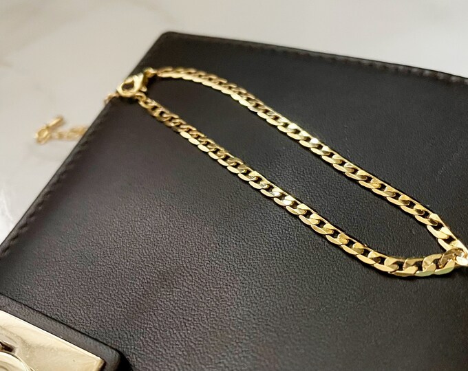 Gold Flat Curb Chain Bracelet, Double Gold Bracelet, Minimalist Bracelet,  Stacking Bracelet, 14k plated Bracelet