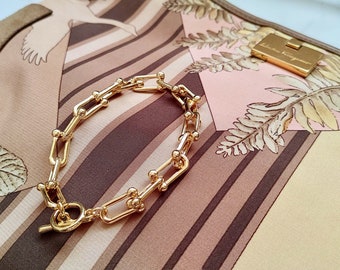 Retro Gold Chain Bracelet, Gold Bracelet, Chunky Bracelet, Everyday Bracelet, Gold Layering Bracelet, Stack Bracelet,