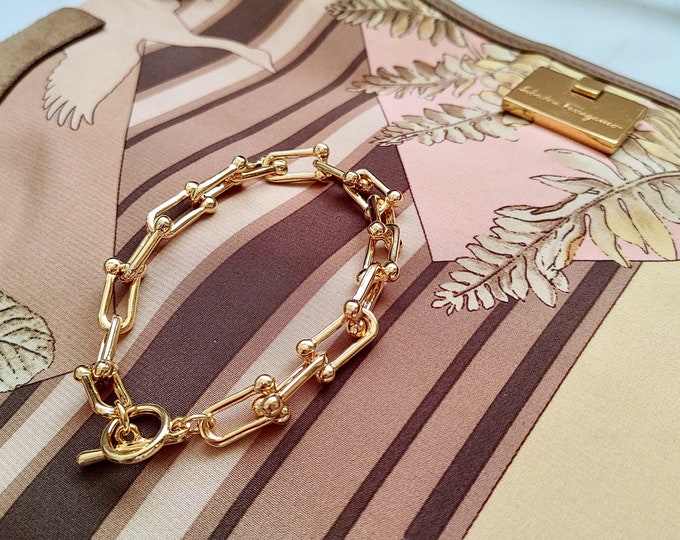 Retro Gold Chain Bracelet, Gold Bracelet, Chunky Bracelet, Everyday Bracelet, Gold Layering Bracelet, Stack Bracelet,