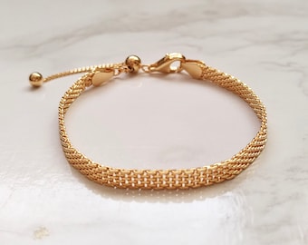 Elegant Gold Bracelet, Stack Bracelet, Gold Link Bracelet, Chunk Bracelet, Gold Layering Bracelet, Stacking Bracelet,