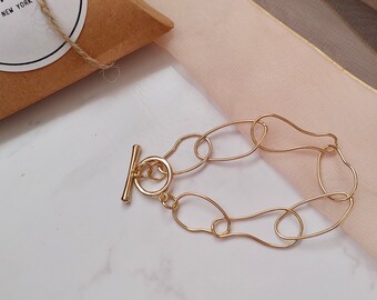 Thin Bubble Gold Chain Bracelet, Stack Bracelet, Gold Bracelet, 18K Plated, Chunky Bracelet, Gold Layering Bracelet, Stacking Bracelet,