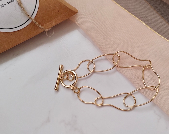 Thin Bubble Gold Chain Bracelet, Stack Bracelet, Gold Bracelet, 18K Plated, Chunky Bracelet, Gold Layering Bracelet, Stacking Bracelet,