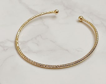 Shiny Gold Cuff Bracelet, Minimalist Bracelet, Stacking bracelet, Simple Gold Bracelet, Skinny Bracelet, Everyday Bracelet