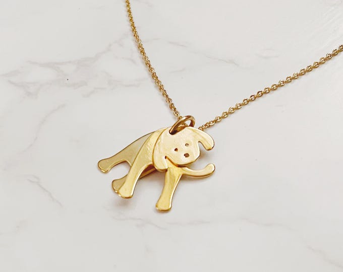 Gold 3 pcs Puppy Necklace, Cute Gold Necklace, Minimalist Necklaces, Gold Plated Minimalist Necklaces