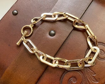 Twisted Link Chain Bracelet, Gold Link Chain, Stack Bracelet, Chain Bracelet, Gold Layering Bracelet, Stacking Bracelet,