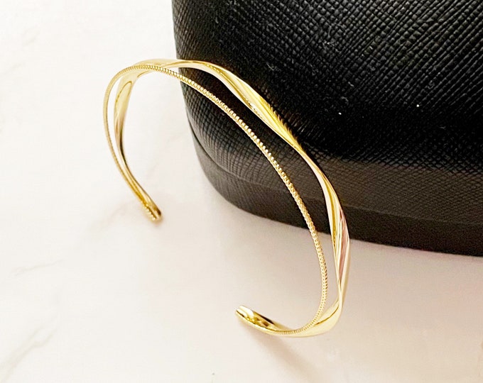 Double Gold Cuff Bracelet, Minimalist Bracelet, Stacked bracelet, Simple Gold Bracelet, Skinny Bracelet, Everyday Bracelet