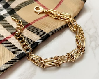 Multi Ring Gold Chain Bracelet, Chunky Bracelet, Gold Link Bracelet, Gold Chain Bracelet, Gold Layering Bracelet, Stacking Bracelet,