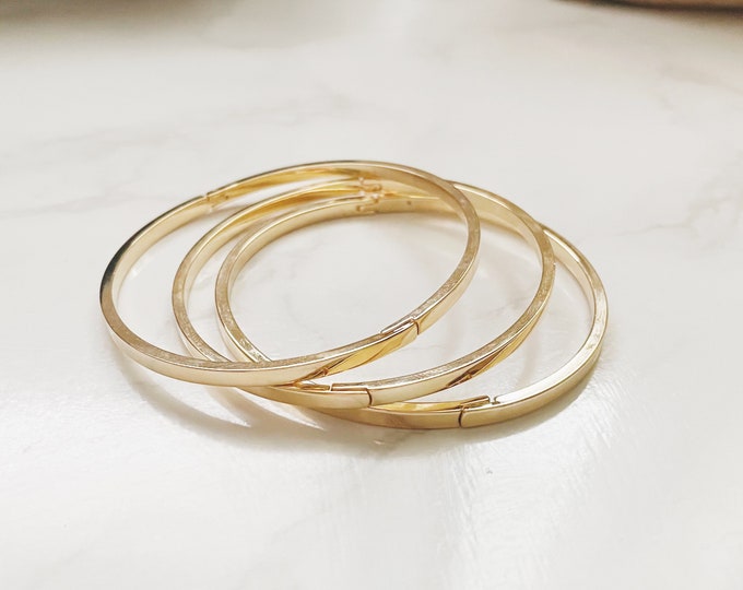 Gold Plain Thin Bracelet, Gold Bangle Bracelet, Minimalist Gold Bracelet, Stacking Cuff, Gold Bangle Bracelet, Everyday Bracelet