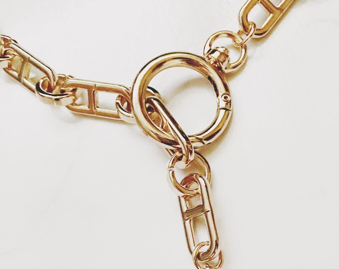 Chunky Flat Mariner Necklace, Gold Link Chain Bracelet, Chunky Necklace, Gold Chain Necklace, Gold Choker