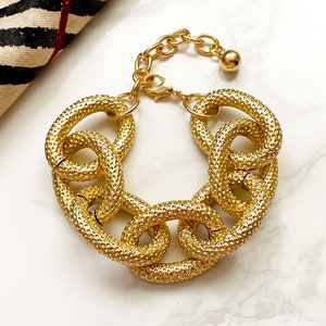 Dotted Chunky Gold Chain Bracelet, Super Bold Party Bracelet, Gold Link Bracelet, Luxurious Bracelet, Heavy Chunky Bracelet