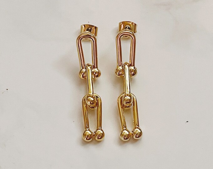 Retro Gold Chain Earrings, Gold Chain Earrings, Simple Earrings, Minimalist Earrings, Gold Plated Minimalist Earrings