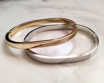 Gold Plain Bracelet, Gold Bangle Bracelet, Minimalist Gold Bracelet, Stacking Cuff, Gold Bangle Bracelet, Everyday Bracelet