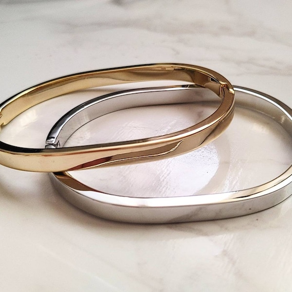 Gold Plain Bracelet, Gold Bangle Bracelet, Minimalist Gold Bracelet, Stacking Cuff, Gold Bangle Bracelet, Everyday Bracelet