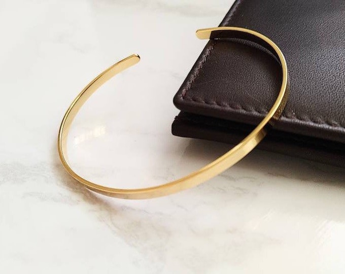 Plain Gold Cuff Bracelet, Minimalist Bracelet, Stacking bracelet, Simple Gold Bracelet, Skinny Bracelet, Everyday Bracelet