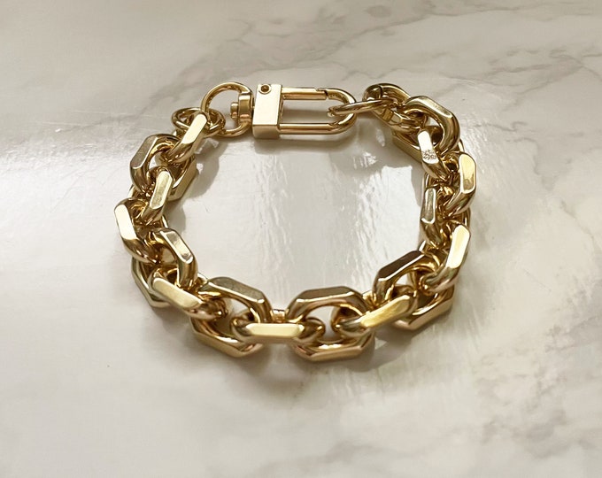 Chunky Chain Bracelet, Gold Link Chain, Stack Bracelet, Chunky Bracelet, Gold Layering Bracelet, Stacking Bracelet,