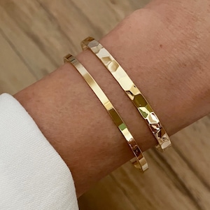 Gold Cuff Bracelet, Hammered Bracelet, Minimalist Gold Bracelet, Stacking Cuff, Gold Bangle Bracelet, Skinny Bracelet, Everyday Bracelet