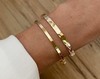 Gold Cuff Bracelet, Hammered Bracelet, Minimalist Gold Bracelet, Stacking Cuff, Gold Bangle Bracelet, Skinny Bracelet, Everyday Bracelet
