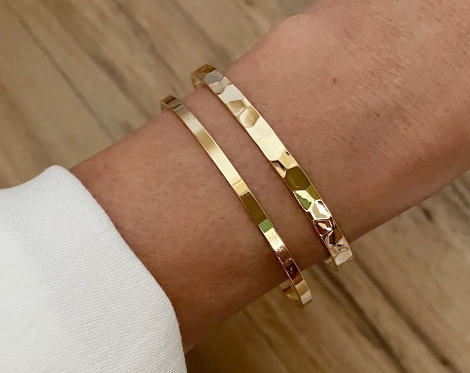 Gold Cuff Bracelet, Hammered Bracelet, Minimalist Gold Bracelet, Stacking Cuff, Gold Bangle Bracelet, Skinny Bracelet, Everyday Bracelet