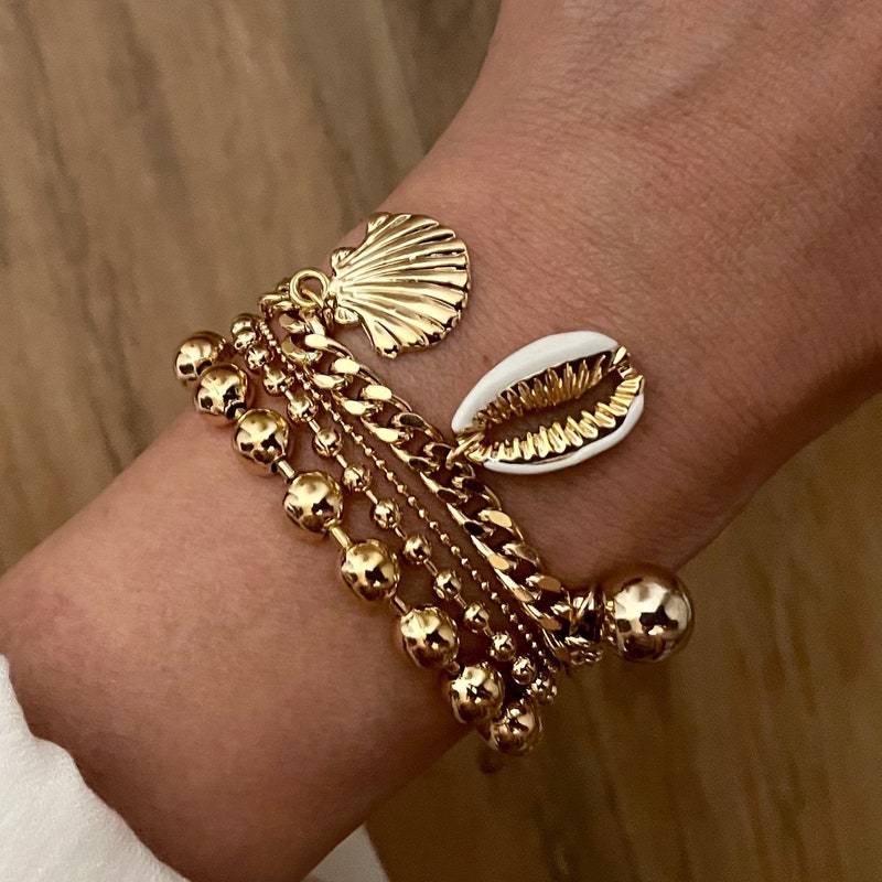Shell Multi Charm Bracelet
