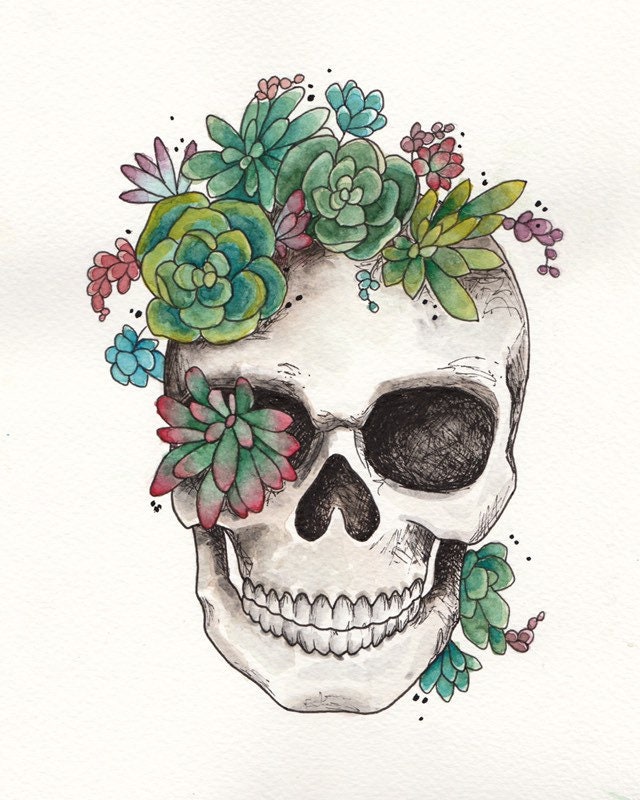 Succulent Skull Etsy