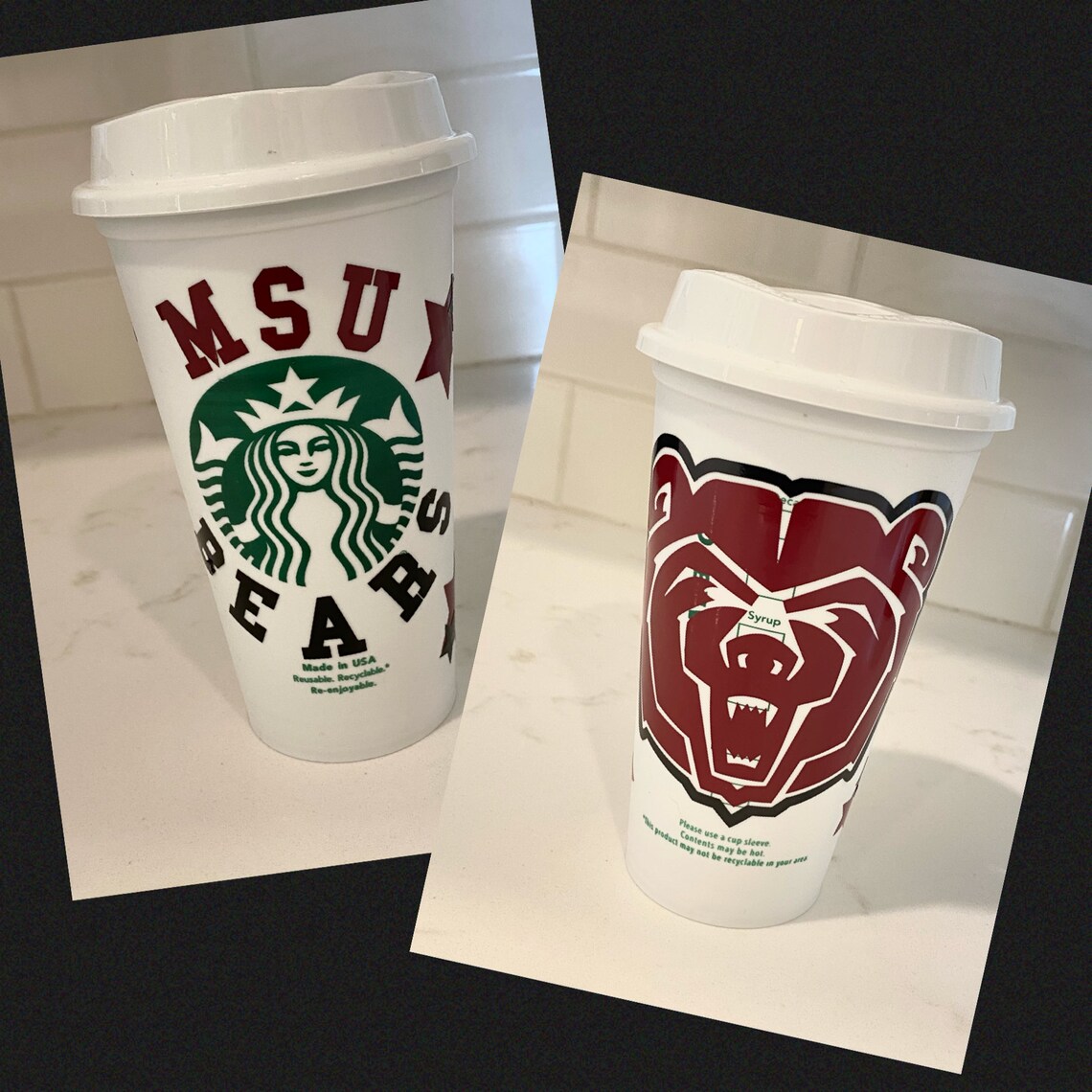 Custom College Themed Starbucks Cups Etsy