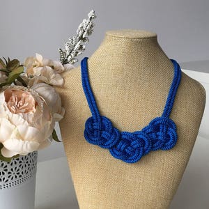 Blue rope necklace- Knot Necklace- Nautical necklace- Sailor knot necklace- Chunky necklace- Statement necklace- Christmas gift idea