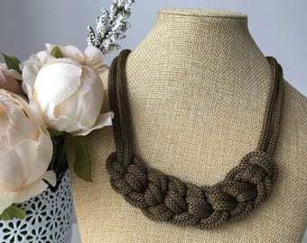 Brown nautical necklace- Rope necklace- Knotted necklace- Rope jewelry- Bib necklace- Statement necklace- Necklace for her- Christmas gift