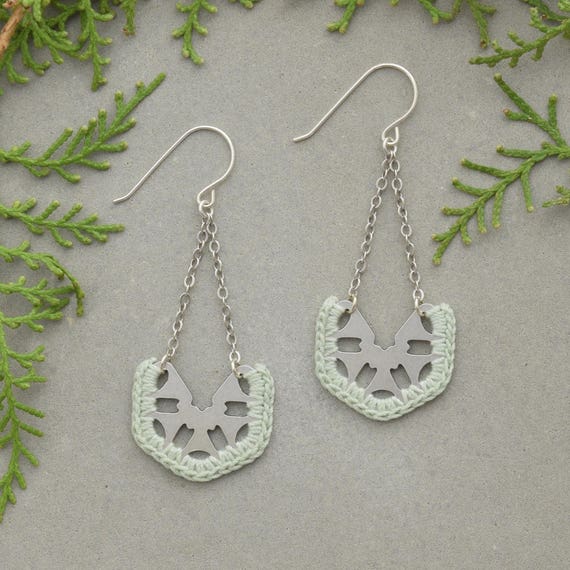 Mixed Media Earrings Micro Crochet Earrings Fashion Jewelry Etsy
