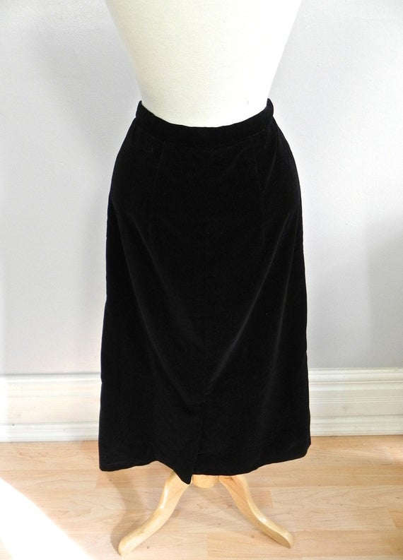 Vintage 1950s Black Velvet Maternity Pencil Skirt