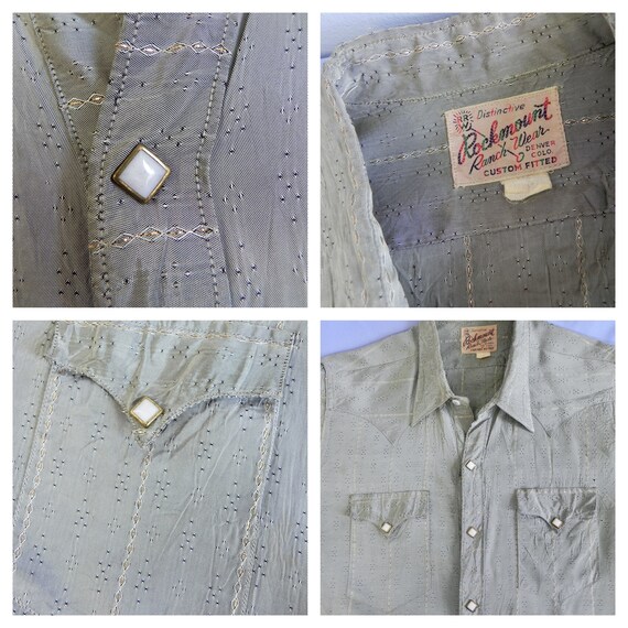 Vintage 50s Rockmount Western Shirt, Sharkskin Sh… - image 6